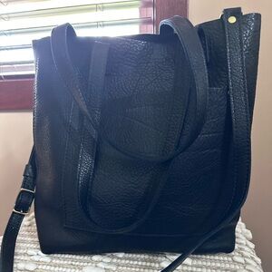 Grained leather tote